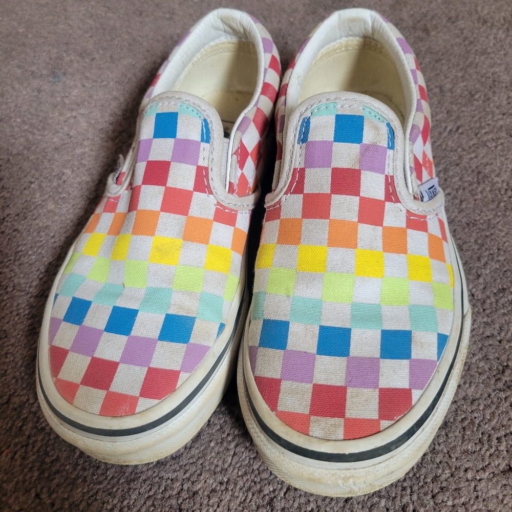 Rainbow slip on vans